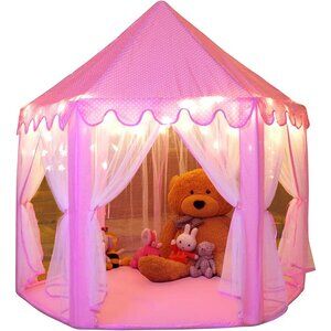 Princess Tent for Girls Large Playhouse Kids Castle with Star Lights Outdoor